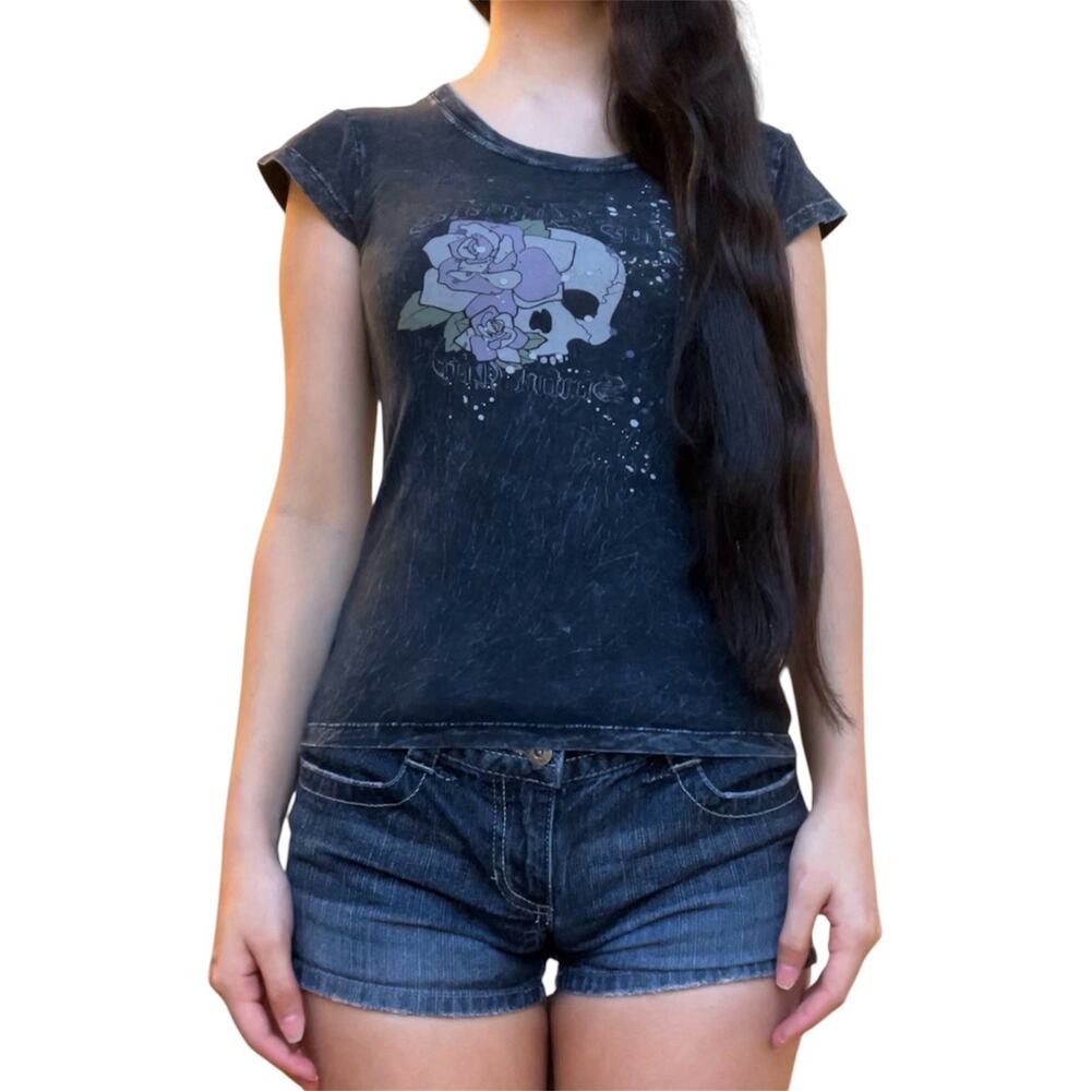 vintage sinful skull graphic cyber y2k baby tee